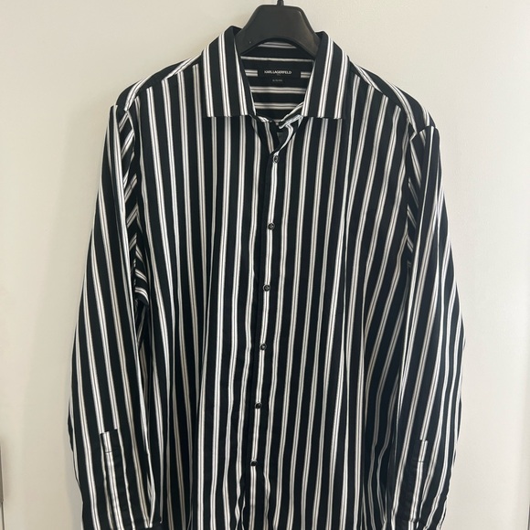 Black and White Striped Men's Shirt - Picture 2 of 8